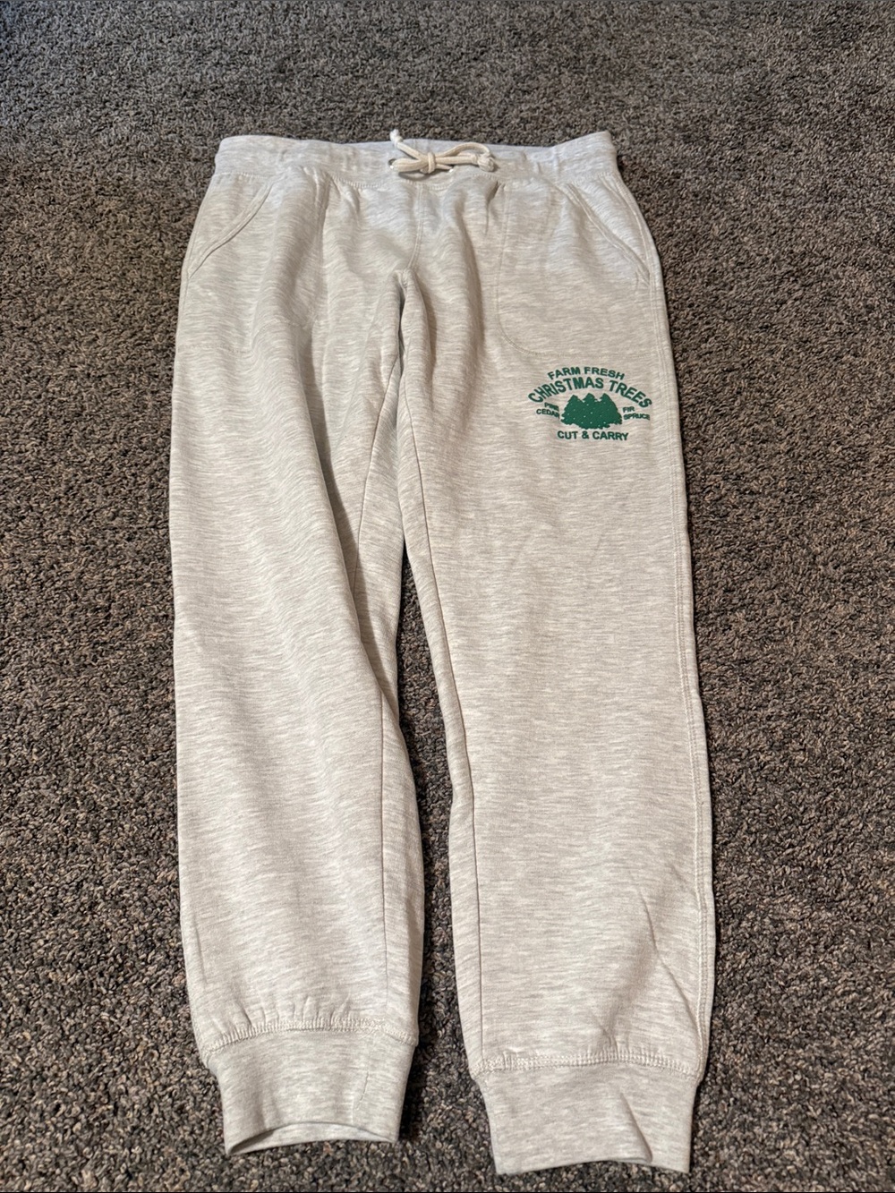 Women's Light Gray Joggers with Green Tree Graphic